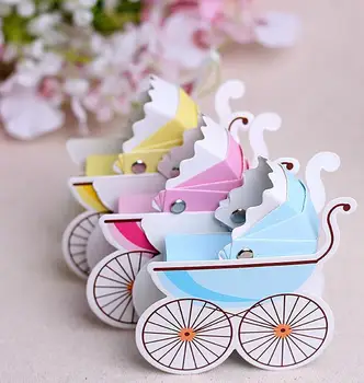 

Pram shaped baby shower baptism kid birthday candy box gift favor box 25PCS/LOT