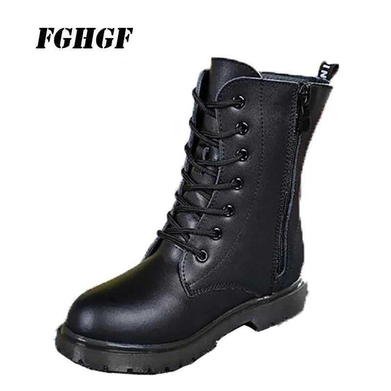 

Sepatu martin plush girl sepatu musim semi Sepatujalansetengahharga kulit Sepatu anak-anak cub musim dingin