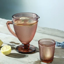 Европейский рельефный бак для холодной воды, Набор чашек, креативный цветной стакан для напитков, графин для сока, бытовой стеклянный набор