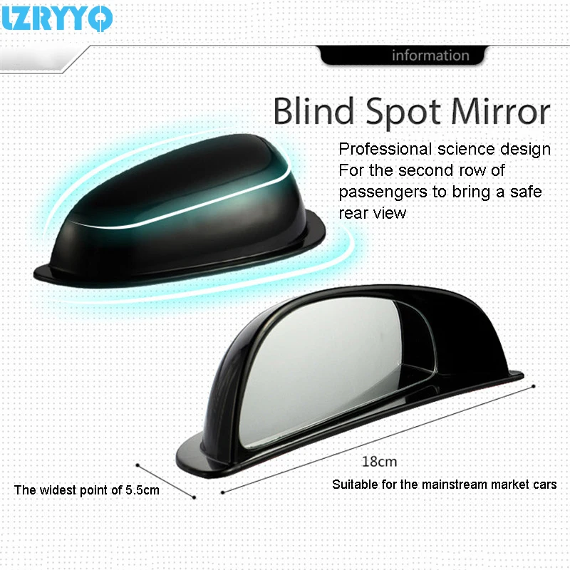 Car Auto 2Pcs Silver Row Rear View Improve Visual Range Blind Spot Mirrors New