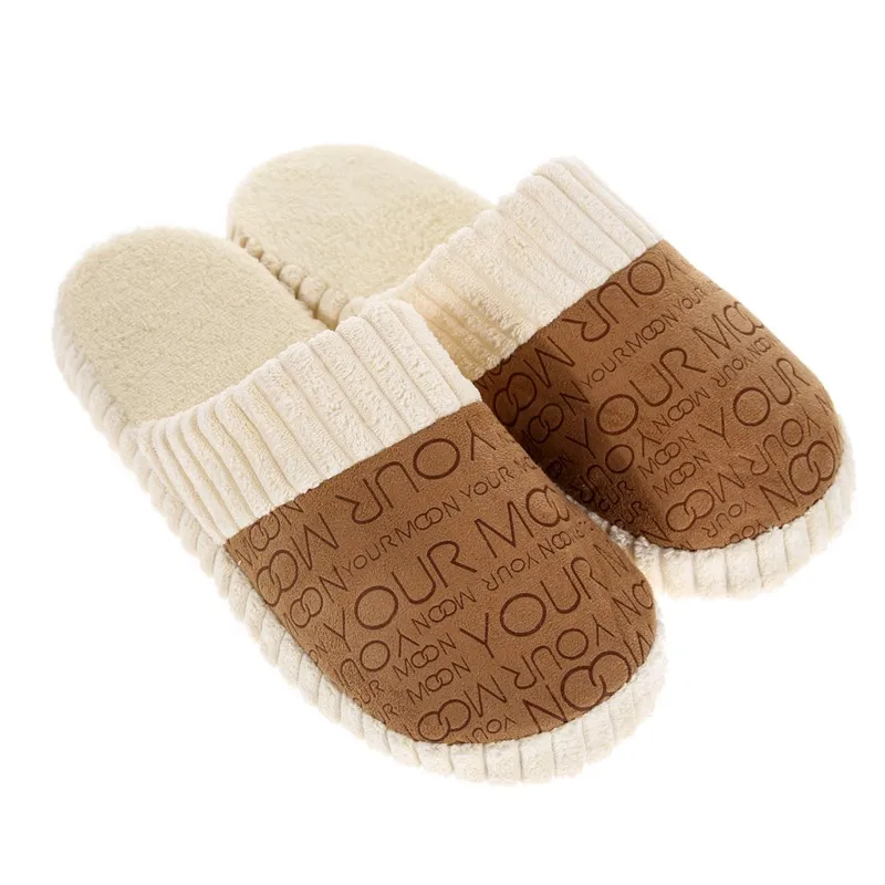 

New 2019 Men Slippers Winter Warm Soft House Shoes Woman Warm Pantuflas Women Slippers Female Indoor Home Shoes Plush Slippers