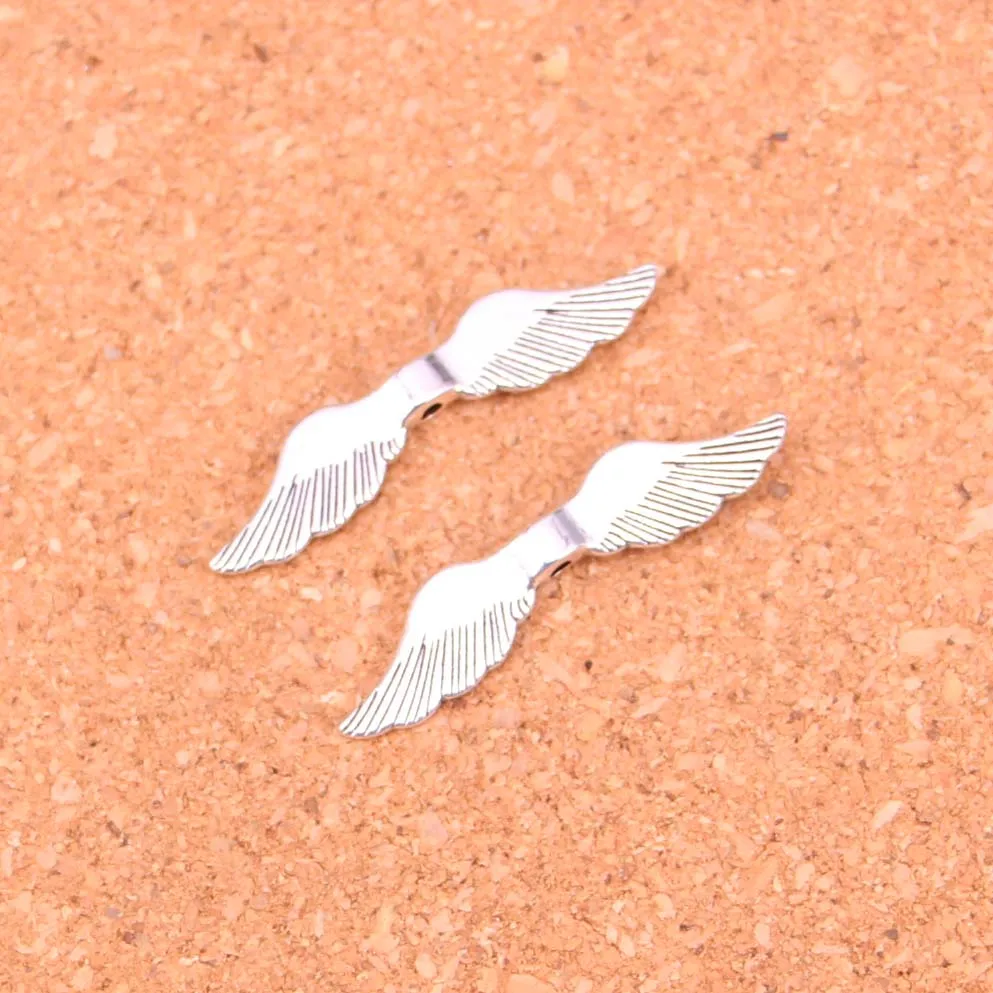 92 шт. посеребренные бусины с крыльями ангела|antique silver|charm diycharm wing |