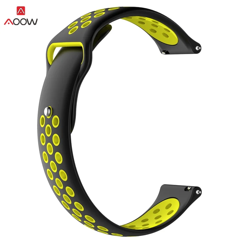 Силиконовый ремешок для часов samsung gear S2 S3 Huami Amazfit, спортивный резиновый ремешок для часов, ремешок для часов, быстросъемный ремешок 20 мм, 22 мм - Цвет ремешка: black yellow