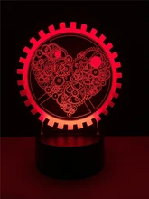 New Innovative Gadget Mechanical Gear Love 3D LED USB Lamp Romantic 7 Colors Changing Illusion Mood Night Light Decorative Gift