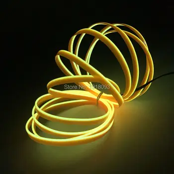 

LED Strip Glowing EL Wire Tube Rope Flexible Neon Light 2.3mm-skirt 3Meters Yellow Car Inside Decoration