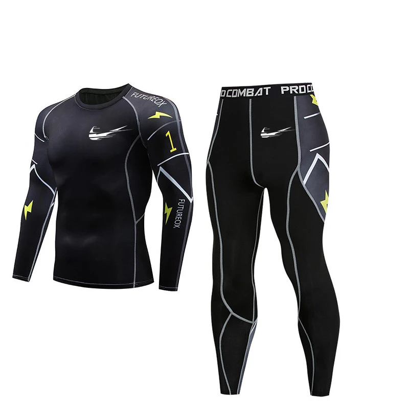 

Fashion Men's Set T-Shirt 3D Print Men's Skin Firming Compression Shirt MMA Rashguard Men's Fitness Top Fitness Set bhj,