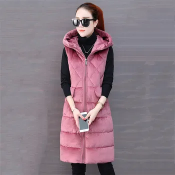 

New Women Winter Vests 2019 Fashion Long Warm Gold velvet Vest Female Casual Waistcoat Feminine Coat Lady Elegant Coats YH383