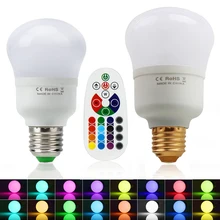 E27 RGB светодиодный лампы 5 Вт 10 Вт волшебный праздник новинка украшения дома RGB освещения+ ИК-пульт Управление 16 Цвета