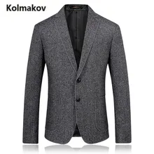 KOLMAKOV 2017 autumn new high quality men’s suit Business casual wool blazers,single breasted gray jacket blazer men,size M-3XL