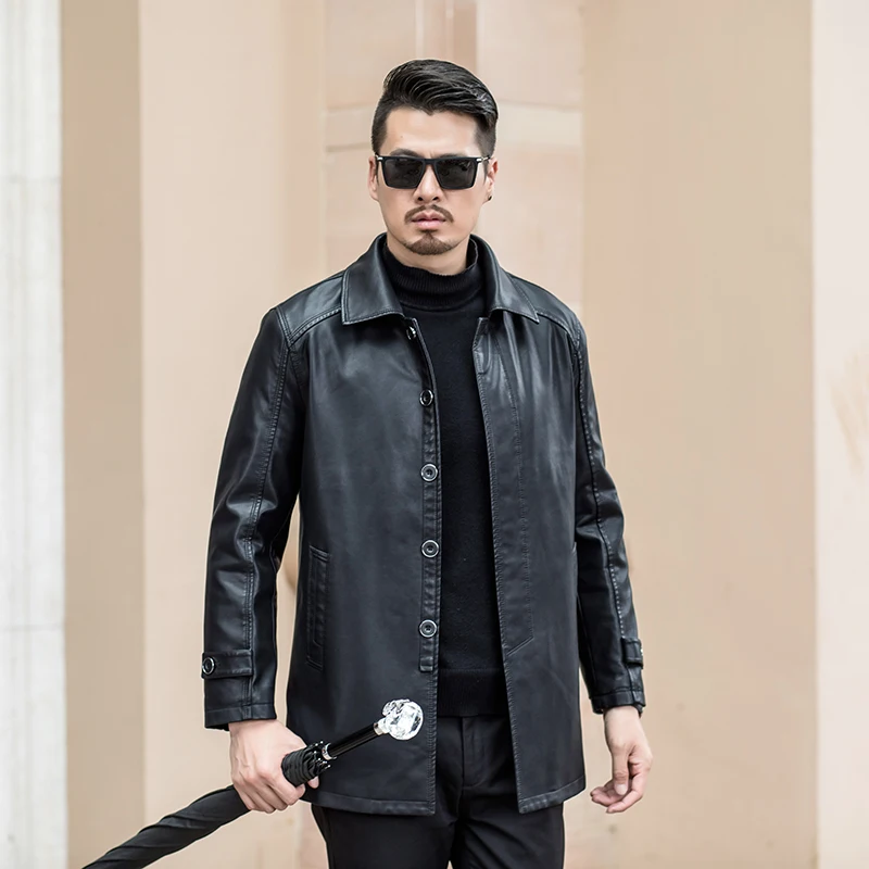 high quality jacket Autumn winter PU Leather JacketS Men Fashion Men