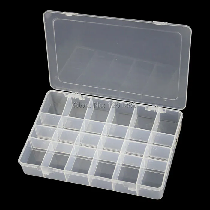 

free shipping Thickened 24 grid PP storage box Category Box Sealed bin Home case office Chip box part Removable jewelry tool box