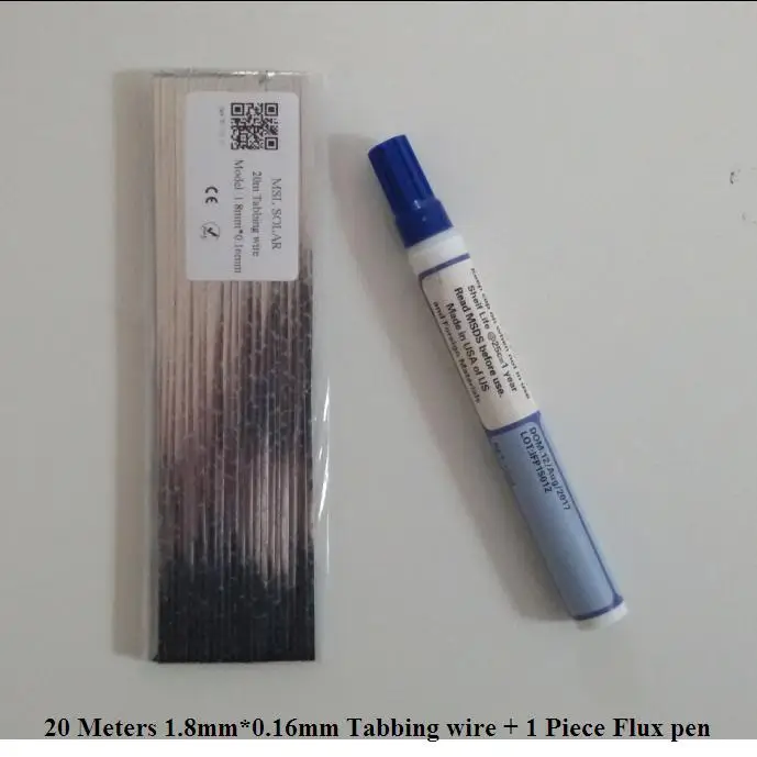 

Solar Cell Tabbing wire 20m 1.8mm*0.16mm + Flux pen Solder wire for soalr panel Connection Solar welding strip