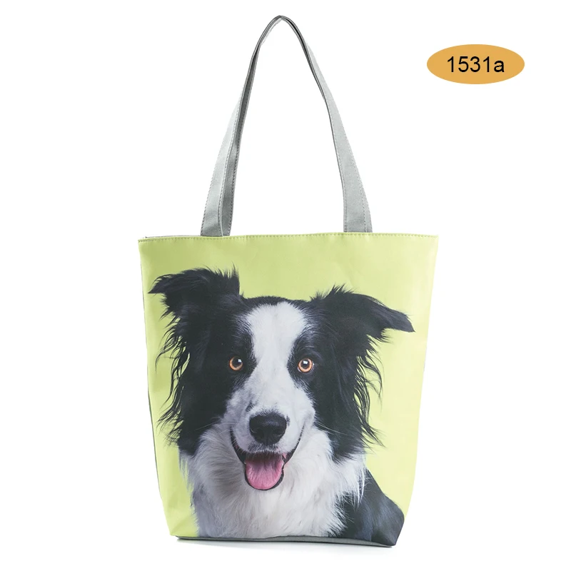

Woman Tote Canvas Bag Cute Cat Dog Printed Handbag Animal Design Beach Casual Shoulder Bags AB@W3 Women bag