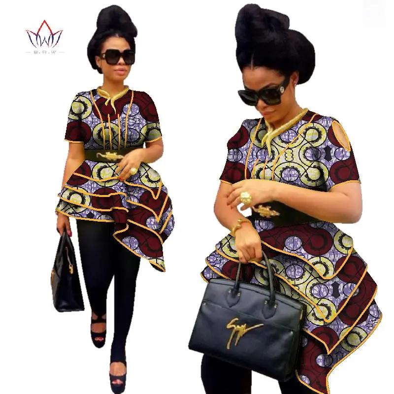 BRW Africa Style Women Modern Fashions Womens Tops Dashiki African Print Tops Shirt Plus Size M-6XL Women Clothing WY2576