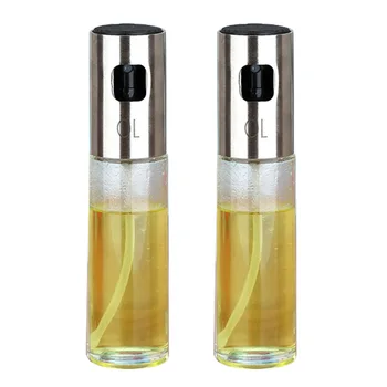

2PCS/Set Glass Oil Spray Bottle Pump Kitchen Olive Oil Sprayer Stainless Steel Oil Pot Bottle Oil Dispenser Gadget Cooking Too