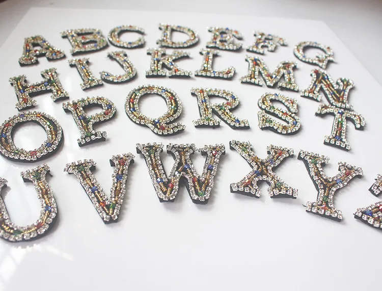 

26 English Letters Nail-crystal Diamond Chain Cloth Pasted Fashion Clothing Crystal Tiles Sew Accessories Clothing Bag Hat Patch