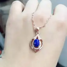 Натуральный Лазурит кулон S925 Серебряный натуральный драгоценный камень кулон Цепочки и ожерелья модный элегантный капли воды женские вечерние ювелирные изделия