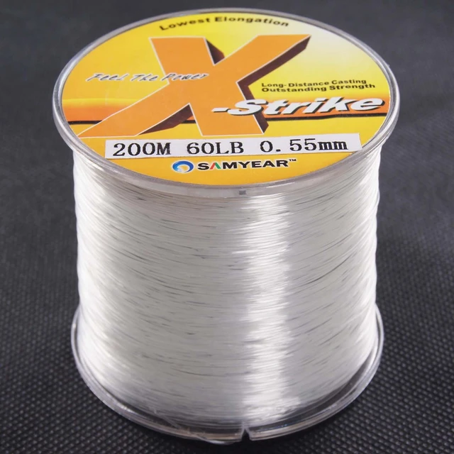 200m 60lb Super Strong Nylon Fishing Line Rope Clear White Jip