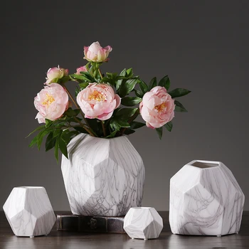 

Marble-pattern ceramic vase ornaments Crafts Geometric Flower vases decoracion de ceramica centerpieces for weddings home decor