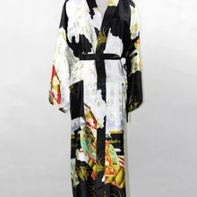 Летние пикантные новые черные Femme длинный халат Китайский Для женщин шелк район ночное белье кимоно Ванна платье плюс Размеры размеры s m l xl XXL, XXXL SR006