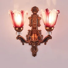 WOERFU двухголовная винтажная настенная лампа из алюминиевого сплава в европейском стиле для гостиной, спальни, прикроватная лампа E14, витражная стеклянная настенная лампа