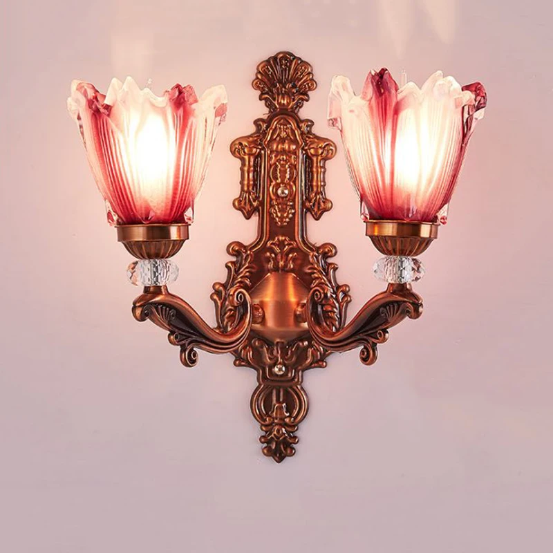 WOERFU Vintage Aluminum Alloy Wall Lamp European Style Living Room