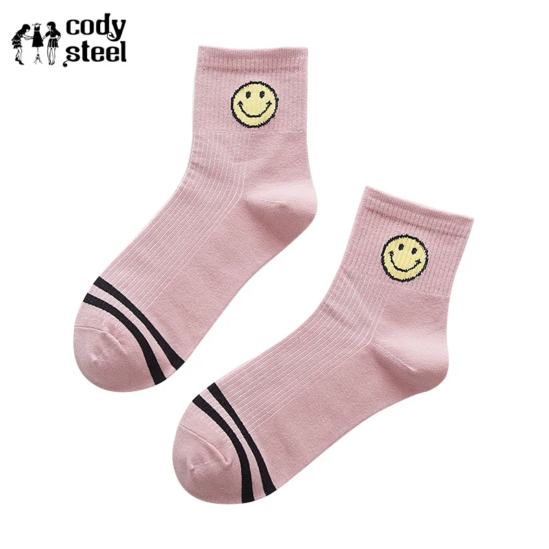 

Cody Steel Women Tube Socks Harajuku Style Smiling Face Expression Ladies Socks Stripe Luscious Socks For Woman 3pair/lot