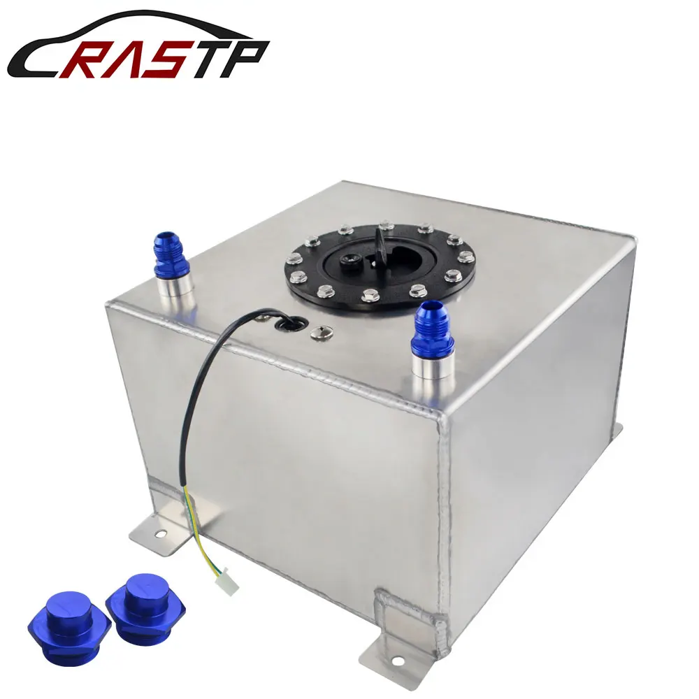 

RASTP-Silver 20L Aluminum Fuel Surge Tank Oil Catch Can Tank with Sensor Fuel Cell with Cap/Foam Inside RS-OCC024