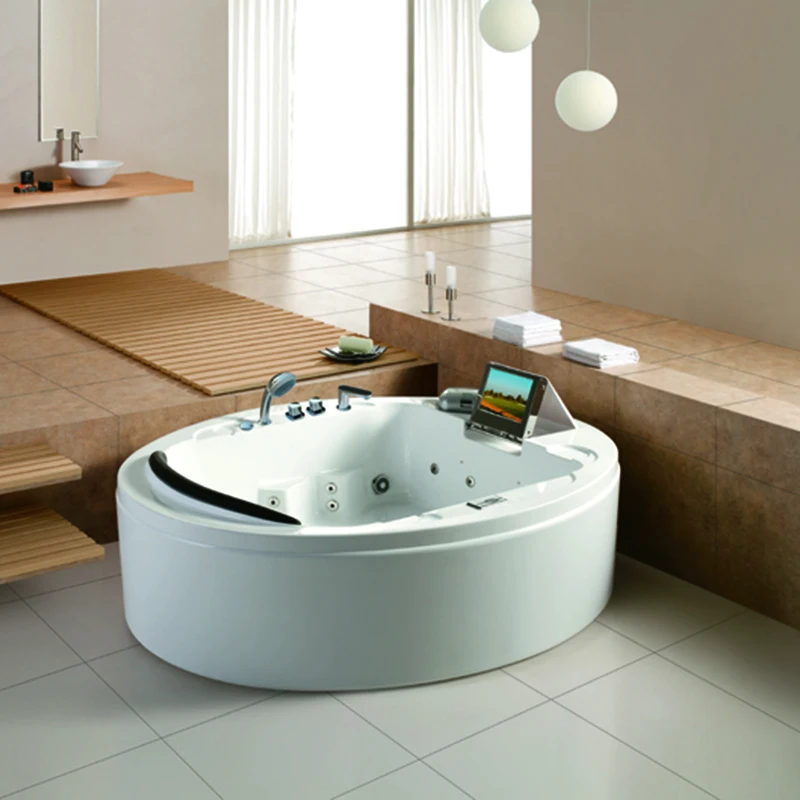 Indoor Round Massage Bathtub With Ice Box For Cola And Tv M2047