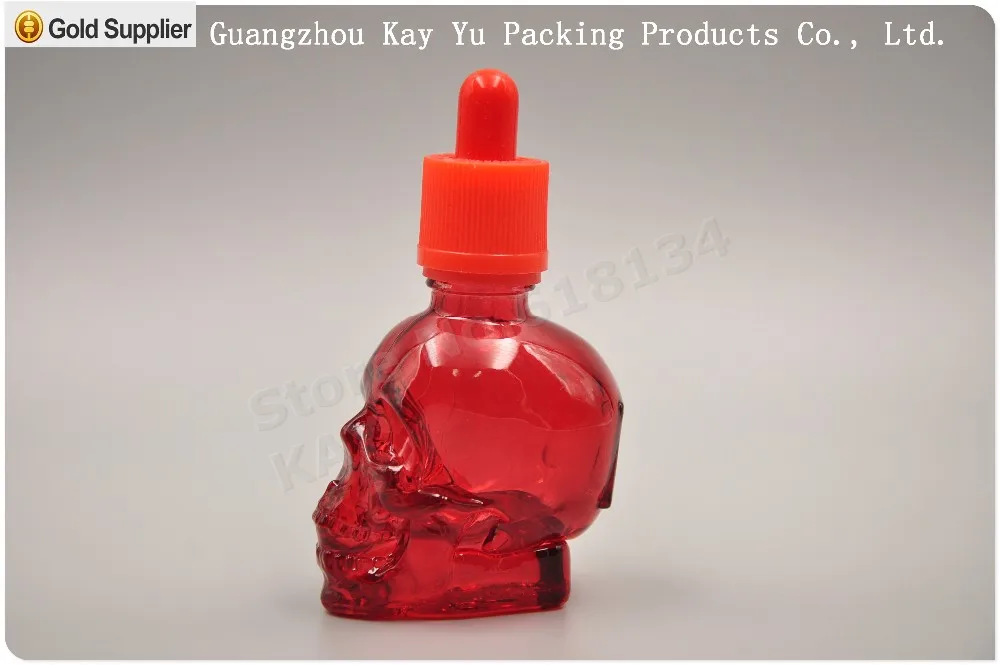30 мл форма черепа стеклянная бутылка-капельница матовая красная голова черепа 30 мл бутылка-капельница для электронной сигареты