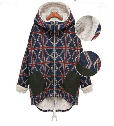 Европа 2016 Новый Хлопок Проложенный Argyle Длинные Зимы Женщин С Капюшоном Пальто