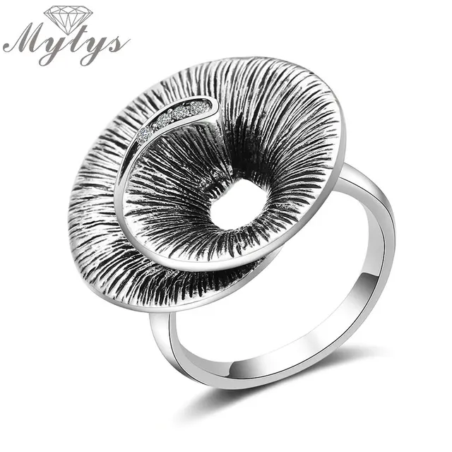 Mytys Grey Color Helix Round Hollow Ring for Lady Invisible Setting Crystal Fash Mytys Grey Color Helix Round Hollow Ring for Lady Invisible Setting Crystal Fash