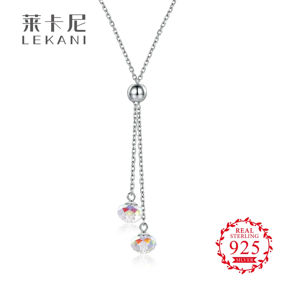 LEKANI кристаллами от Swarovski круглый кристалл кулон ожерелье стерлингового серебра
