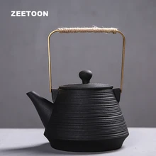 1.2L дзен японский вулканический камень грубая керамика здоровый чай горшок кипяченая вода чайник чайный набор кунг-фу чайник с медной ручкой пуэр чайник