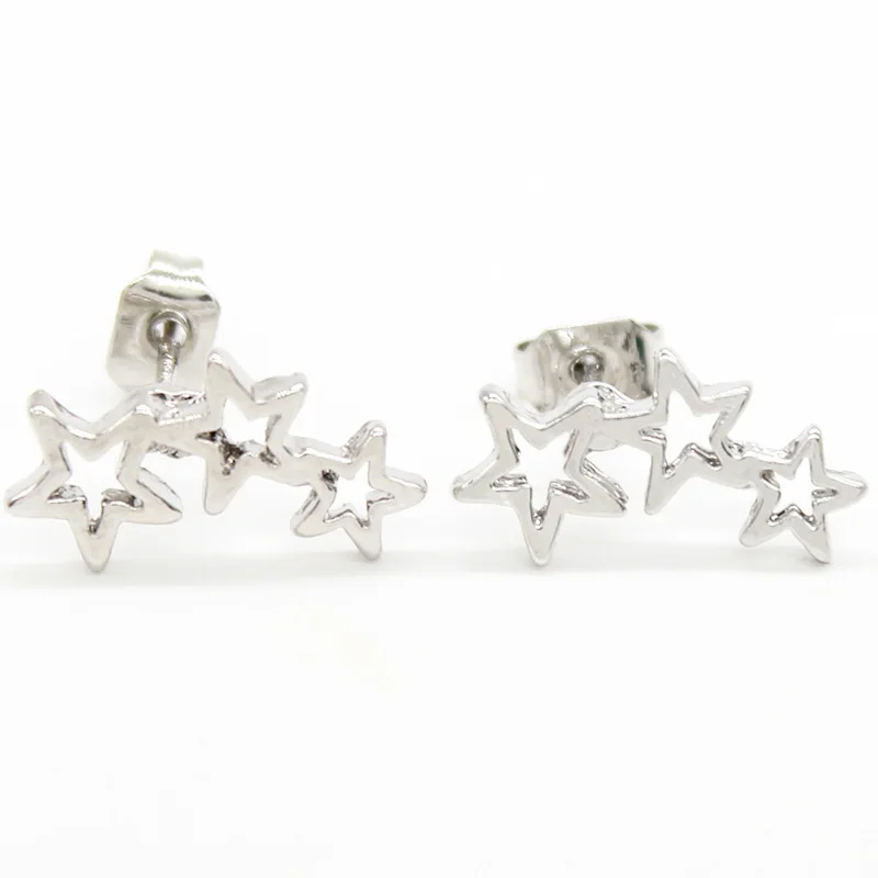Модные маленькие серьги-гвоздики со звездами для женщин и девочек, серебряные золотые серьги Brinco вечерние ювелирные изделия - Окраска металла: silver
