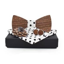 Mantieqingway деревянный лук галстук для мужчин деревянная бабочка носовой платок запонки деревянные нагрудные булавки набор для мужчин модные точки Gravatas тонкий галстук