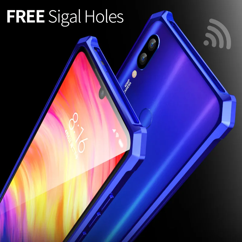 Роскошный Алюминиевый металлический бампер для Xiaomi Redmi Note 7 противоударный