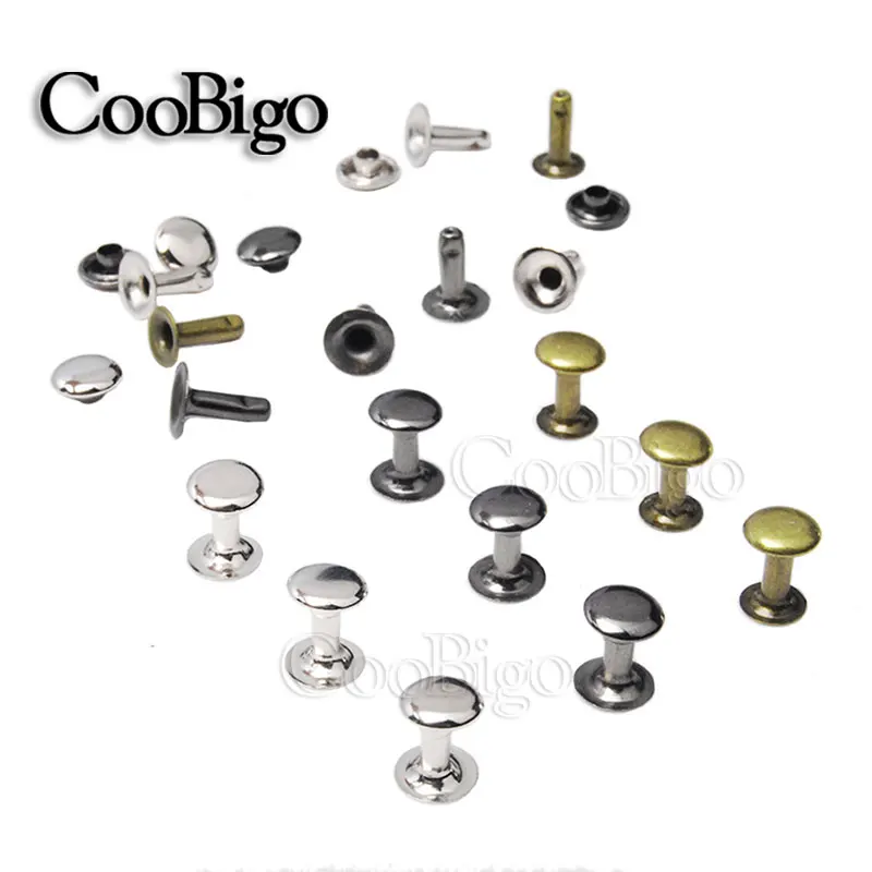 

50set 7x9mm Round Double Rivet Stud Nail Spike For Bag Belt Garment Bracelet Metal DIY Leathercraft Shoes