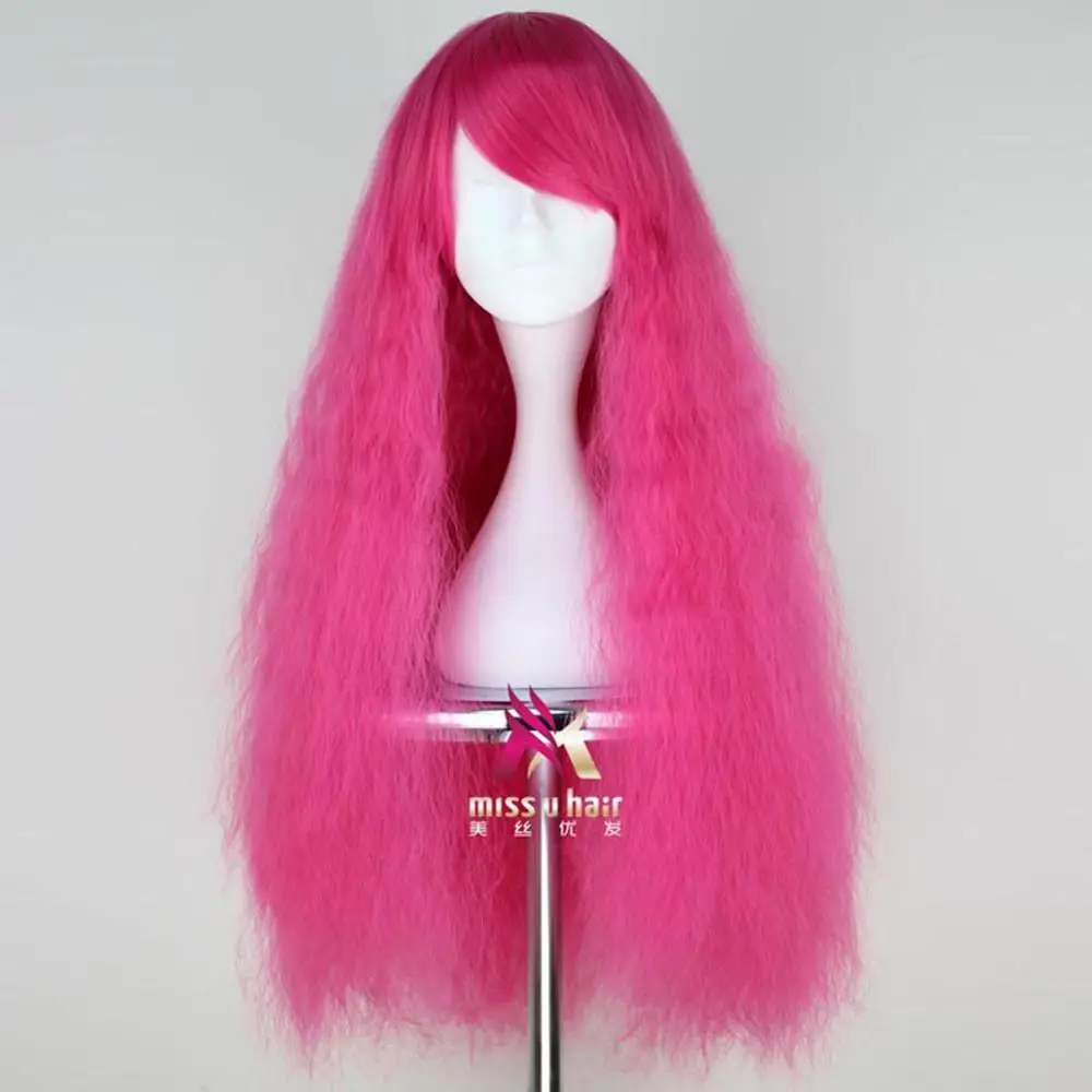 Miss U волосы Синтетические длинные кудрявые вьющиеся волосы розовый бордовый черный цвет косплей Хэллоуин Hela вечерние парики для женщин
