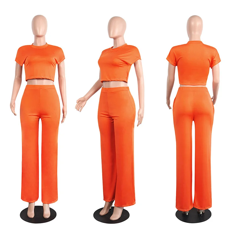 ShejoinSheenjoy Summer 2 Pieces Sets Women Suit Sexy O-Neck Short Sleeve Top And Pockets Long Pants Women Set Clothing 3 Colors (13)