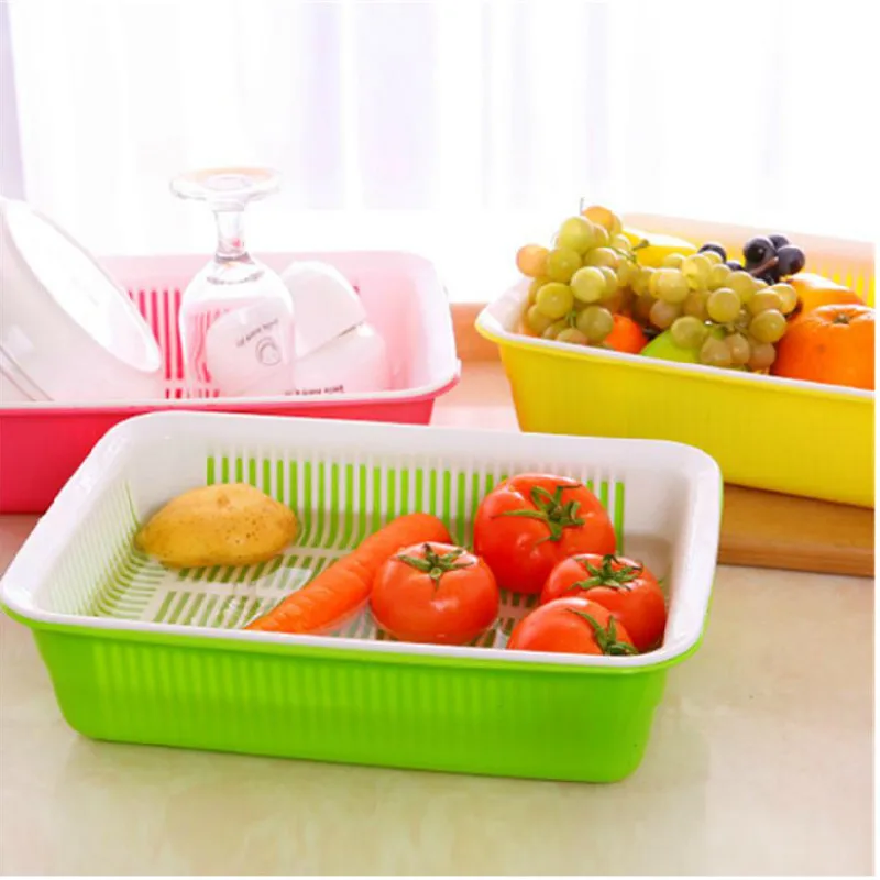 2 In 1 Plastic Double Layer Drain Basket Kitchen Washing Bowl Vegetable Fruit dry storage Basket Noodles Rice Strainer 2 In 1 Plastic Double Layer Drain Basket Kitchen Washing Bowl Vegetable Fruit dry storage Basket Noodles Rice Strainer