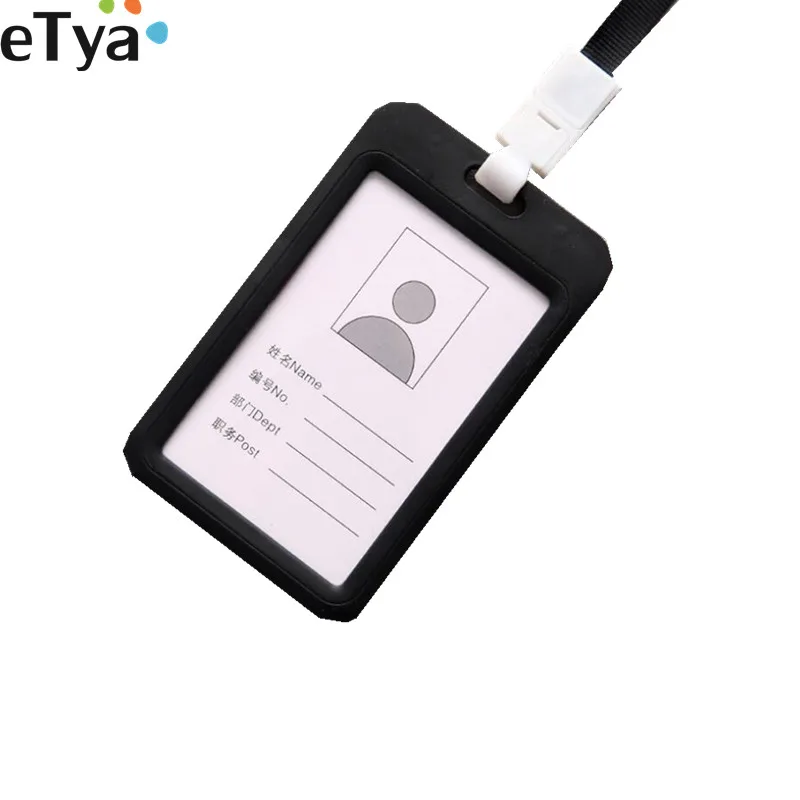 

eTya Bank Credit Card Holders Leather Women Men Business Card Bus ID Name Holders Bags Identity Badge With Clip