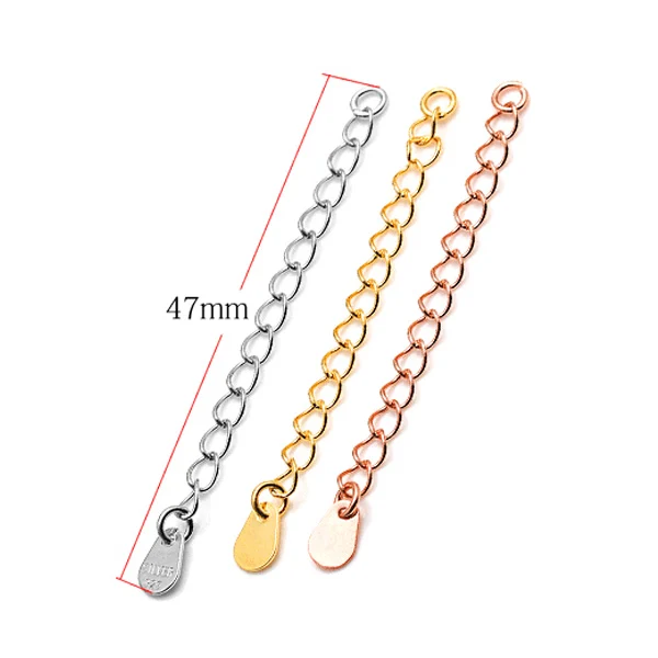 20pcs/lot 4 Designs 925 Sterling Silver Bracelet Necklace Extend Chain For DIY Jewelry Making Accessories Findings SCF-E001 Jewelry Findings