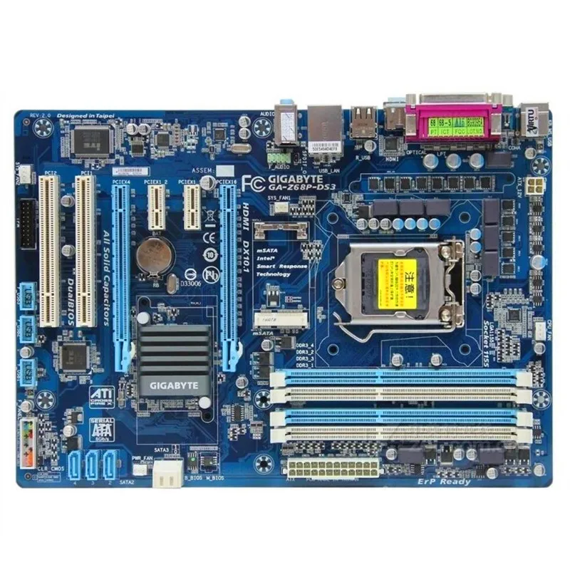 Б/у оригинальная материнская плата Z68 для Gigabyte GA Z68P DS3 DDR3 LGA 1155|motherboard lga 1155|lga