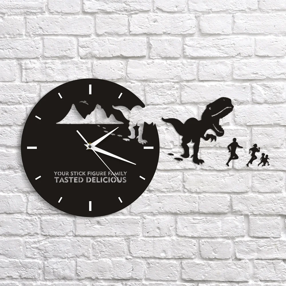 Динозавр едят палку фигура семья настенные часы T-Rex ваша палка фигура семья вкус вкусные смешные цитаты современные настенные часы