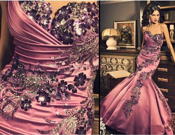 2013 макси платья длинные Вечерние vestidos formales Вечер Без Бретелек Аппликация Цветок Атласная Корсет Винтаж Пром Платье