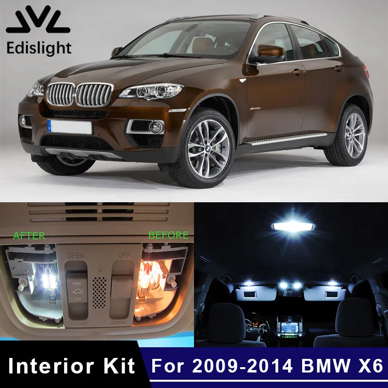 

Edislight 22Pcs Canbus No Error LED Lamp Car Bulbs Interior Package Kit For 2009-2014 BMW X6 E71 Map Dome Trunk Door Plate Light
