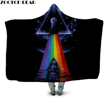 

Hot Rainbow Design Hooded Blanket Adult Bedding Soft Anime Couple Travel Fleece Blankets plush Wearable Brand Fashion 3D print
