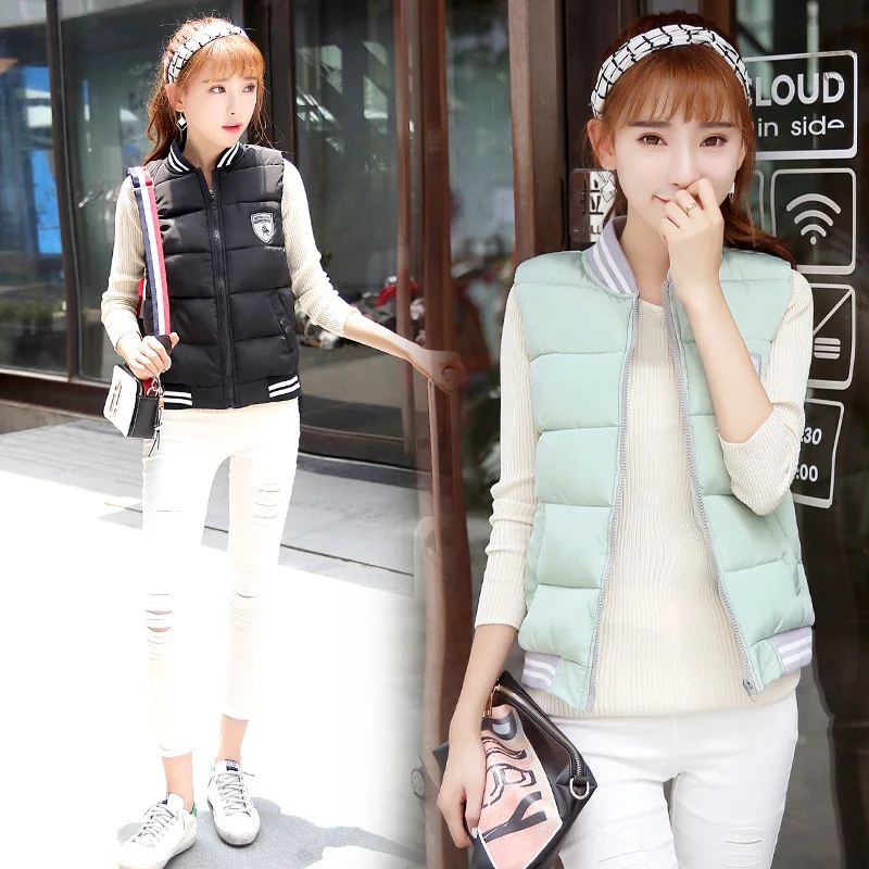Womens Winter Jackets And Coats Hot Sale Limited Cotton Solid Zipper 2016 Korean Jacket Vest Dress