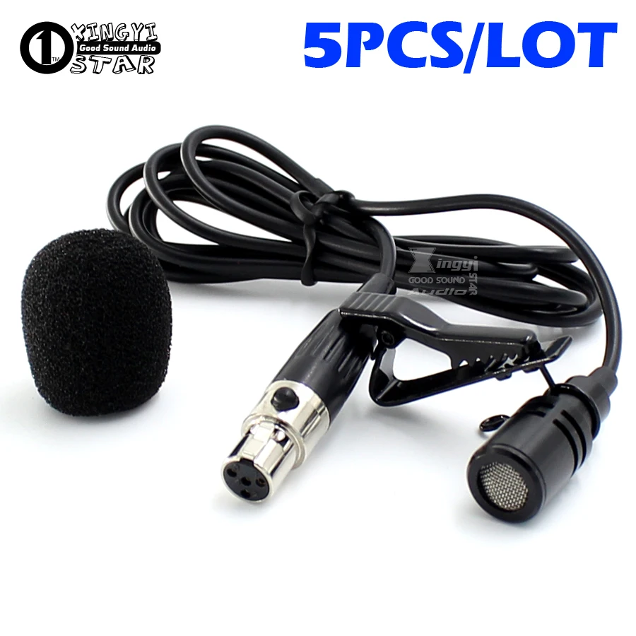 5Pcs Mini XLR 4 Pin TA4F Condenser Mic Lapel Lavalier Mike Tie Clip